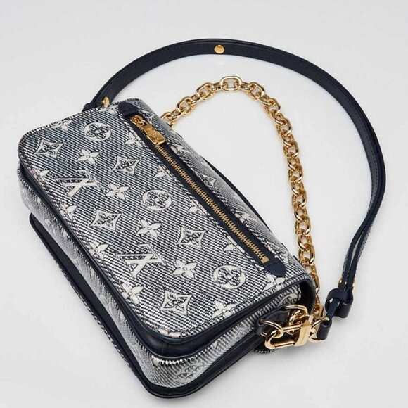 Louis Vuitton Blue/Silver Monoglam Canvas Pochette Metis East/West Bag - Picture 3 of 12